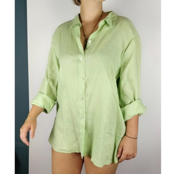 New J. Jill linen button down Long sleeve shirt L - Picture 13 of 16